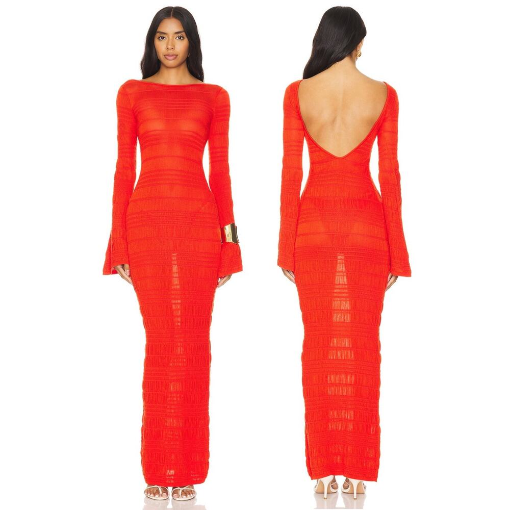 Lovers + Friends Dorit Dress Maxi Knit Vacation Festival Resort Brunch Party XS